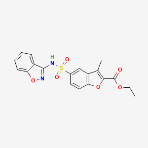 molecular formula C19H16N2O6S B11420589 Ethyl 5-(1,2-benzoxazol-3-ylsulfamoyl)-3-methyl-1-benzofuran-2-carboxylate 