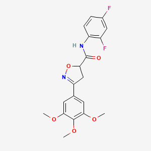 molecular formula C19H18F2N2O5 B11420814 N-(2,4-difluorophenyl)-3-(3,4,5-trimethoxyphenyl)-4,5-dihydro-1,2-oxazole-5-carboxamide 