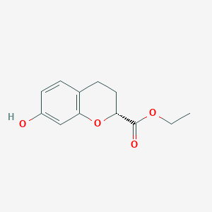 molecular formula C12H14O4 B1142089 2H-1-Benzopyran-2-carboxylic acid, 3,4-dihydro-7-hydroxy-, ethyl ester CAS No. 124439-98-1