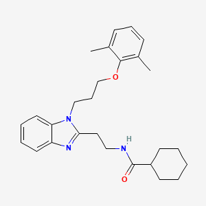 molecular formula C27H35N3O2 B11420927 N-(2-{1-[3-(2,6-dimethylphenoxy)propyl]-1H-benzimidazol-2-yl}ethyl)cyclohexanecarboxamide 