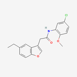 molecular formula C19H18ClNO3 B11420938 N-(5-chloro-2-methoxyphenyl)-2-(5-ethyl-1-benzofuran-3-yl)acetamide 