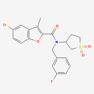 molecular formula C21H19BrFNO4S B11420963 5-bromo-N-(1,1-dioxidotetrahydrothiophen-3-yl)-N-(3-fluorobenzyl)-3-methyl-1-benzofuran-2-carboxamide 