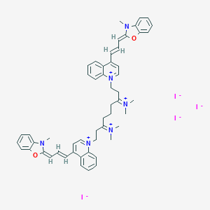 B114211 [7-Dimethylazaniumylidene-1-[4-[(E,3Z)-3-(3-methyl-1,3-benzoxazol-2-ylidene)prop-1-enyl]quinolin-1-ium-1-yl]-9-[4-[(E,3E)-3-(3-methyl-1,3-benzoxazol-2-ylidene)prop-1-enyl]quinolin-1-ium-1-yl]nonan-3-ylidene]-dimethylazanium;tetraiodide CAS No. 156312-20-8