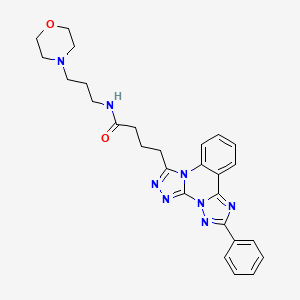 molecular formula C27H30N8O2 B11421122 N-(3-morpholin-4-ylpropyl)-4-(9-phenyl-2,4,5,7,8,10-hexazatetracyclo[10.4.0.02,6.07,11]hexadeca-1(16),3,5,8,10,12,14-heptaen-3-yl)butanamide 