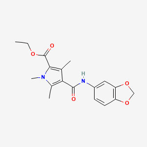 molecular formula C18H20N2O5 B11421148 ethyl 4-[(1,3-benzodioxol-5-ylamino)carbonyl]-1,3,5-trimethyl-1H-pyrrole-2-carboxylate 