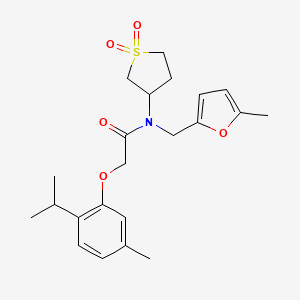 molecular formula C22H29NO5S B11421156 N-(1,1-dioxidotetrahydrothiophen-3-yl)-N-[(5-methylfuran-2-yl)methyl]-2-[5-methyl-2-(propan-2-yl)phenoxy]acetamide 