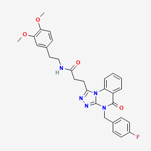 molecular formula C29H28FN5O4 B11421169 N-(3,4-dimethoxyphenethyl)-3-(4-(4-fluorobenzyl)-5-oxo-4,5-dihydro-[1,2,4]triazolo[4,3-a]quinazolin-1-yl)propanamide 