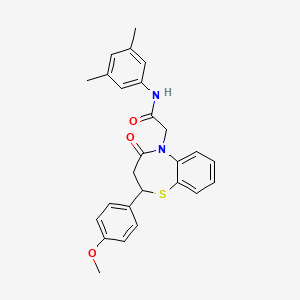 molecular formula C26H26N2O3S B11421222 N-(3,5-dimethylphenyl)-2-(2-(4-methoxyphenyl)-4-oxo-3,4-dihydrobenzo[b][1,4]thiazepin-5(2H)-yl)acetamide 