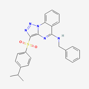 molecular formula C25H23N5O2S B11421246 N-benzyl-3-{[4-(propan-2-yl)phenyl]sulfonyl}[1,2,3]triazolo[1,5-a]quinazolin-5-amine 