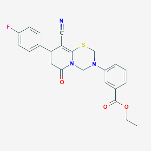 molecular formula C23H20FN3O3S B11421272 ethyl 3-[9-cyano-8-(4-fluorophenyl)-6-oxo-7,8-dihydro-2H,6H-pyrido[2,1-b][1,3,5]thiadiazin-3(4H)-yl]benzoate 