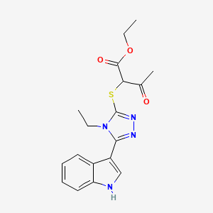 molecular formula C18H20N4O3S B11421276 ethyl 2-{[4-ethyl-5-(1H-indol-3-yl)-4H-1,2,4-triazol-3-yl]sulfanyl}-3-oxobutanoate 