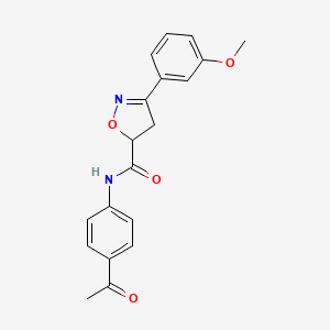 molecular formula C19H18N2O4 B11421282 N-(4-acetylphenyl)-3-(3-methoxyphenyl)-4,5-dihydro-1,2-oxazole-5-carboxamide 
