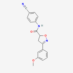 molecular formula C18H15N3O3 B11421307 N-(4-cyanophenyl)-3-(3-methoxyphenyl)-4,5-dihydro-1,2-oxazole-5-carboxamide 