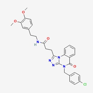 molecular formula C29H28ClN5O4 B11421329 3-(4-(4-chlorobenzyl)-5-oxo-4,5-dihydro-[1,2,4]triazolo[4,3-a]quinazolin-1-yl)-N-(3,4-dimethoxyphenethyl)propanamide 