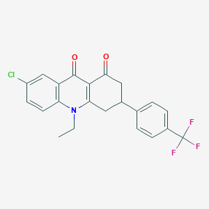 molecular formula C22H17ClF3NO2 B114217 7-chloro-10-ethyl-3-[4-(trifluoromethyl)phenyl]-3,4-dihydro-2H-acridine-1,9-dione CAS No. 144128-99-4