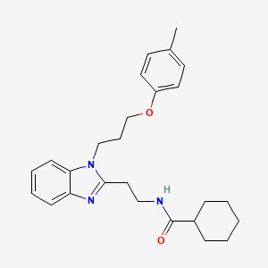 molecular formula C26H33N3O2 B11421981 N-(2-{1-[3-(4-methylphenoxy)propyl]-1H-benzimidazol-2-yl}ethyl)cyclohexanecarboxamide 