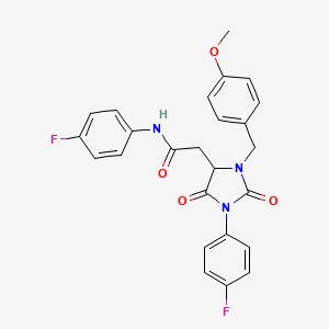 molecular formula C25H21F2N3O4 B11422018 N-(4-fluorophenyl)-2-[1-(4-fluorophenyl)-3-[(4-methoxyphenyl)methyl]-2,5-dioxoimidazolidin-4-yl]acetamide 