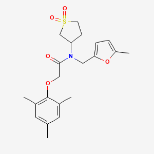 molecular formula C21H27NO5S B11422109 N-(1,1-dioxidotetrahydrothiophen-3-yl)-N-[(5-methylfuran-2-yl)methyl]-2-(2,4,6-trimethylphenoxy)acetamide 