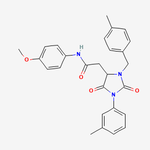 molecular formula C27H27N3O4 B11422144 N-(4-methoxyphenyl)-2-[1-(3-methylphenyl)-3-[(4-methylphenyl)methyl]-2,5-dioxoimidazolidin-4-yl]acetamide 