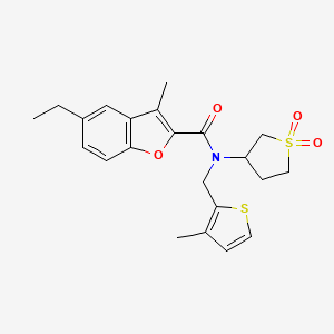 molecular formula C22H25NO4S2 B11422158 N-(1,1-dioxidotetrahydrothiophen-3-yl)-5-ethyl-3-methyl-N-[(3-methylthiophen-2-yl)methyl]-1-benzofuran-2-carboxamide 