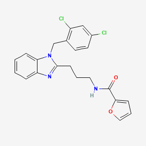 molecular formula C22H19Cl2N3O2 B11422183 N-{3-[1-(2,4-dichlorobenzyl)-1H-benzimidazol-2-yl]propyl}furan-2-carboxamide 