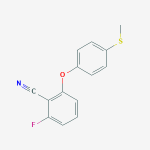 molecular formula C14H10FNOS B114222 2-Fluoro-6-[4-(methylthio)phenoxy]benzonitrile CAS No. 148901-52-4