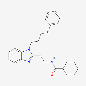 molecular formula C25H31N3O2 B11422326 N-{2-[1-(3-phenoxypropyl)-1H-benzimidazol-2-yl]ethyl}cyclohexanecarboxamide 