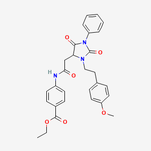 molecular formula C29H29N3O6 B11422390 Ethyl 4-[({3-[2-(4-methoxyphenyl)ethyl]-2,5-dioxo-1-phenylimidazolidin-4-yl}acetyl)amino]benzoate 