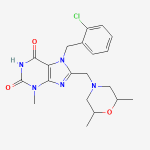 molecular formula C20H24ClN5O3 B11422432 7-(2-chlorobenzyl)-8-[(2,6-dimethylmorpholin-4-yl)methyl]-3-methyl-3,7-dihydro-1H-purine-2,6-dione 