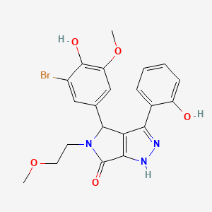 molecular formula C21H20BrN3O5 B11422446 4-(3-bromo-4-hydroxy-5-methoxyphenyl)-3-(2-hydroxyphenyl)-5-(2-methoxyethyl)-4,5-dihydropyrrolo[3,4-c]pyrazol-6(1H)-one 