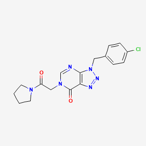 molecular formula C17H17ClN6O2 B11422457 3-(4-chlorobenzyl)-6-(2-oxo-2-(pyrrolidin-1-yl)ethyl)-3H-[1,2,3]triazolo[4,5-d]pyrimidin-7(6H)-one 