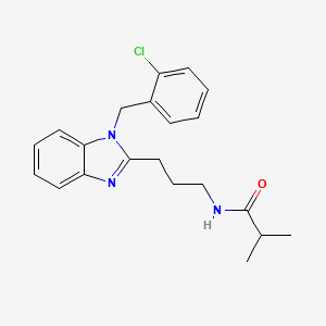 molecular formula C21H24ClN3O B11422523 N-{3-[1-(2-chlorobenzyl)-1H-benzimidazol-2-yl]propyl}-2-methylpropanamide 