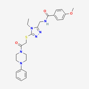 molecular formula C25H30N6O3S B11422530 N-((4-ethyl-5-((2-oxo-2-(4-phenylpiperazin-1-yl)ethyl)thio)-4H-1,2,4-triazol-3-yl)methyl)-4-methoxybenzamide 
