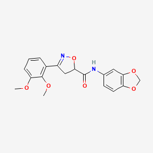 molecular formula C19H18N2O6 B11422615 N-(1,3-benzodioxol-5-yl)-3-(2,3-dimethoxyphenyl)-4,5-dihydro-1,2-oxazole-5-carboxamide 