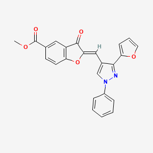 molecular formula C24H16N2O5 B11422758 methyl (2Z)-2-{[3-(furan-2-yl)-1-phenyl-1H-pyrazol-4-yl]methylidene}-3-oxo-2,3-dihydro-1-benzofuran-5-carboxylate 