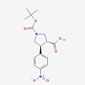 molecular formula C16H20N2O6 B1142281 (3R,4S)-1-(tert-Butoxycarbonyl)-4-(4-nitrophenyl)pyrrolidine-3-carboxylic acid CAS No. 959579-94-3