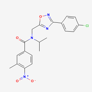 molecular formula C20H19ClN4O4 B11422820 N-{[3-(4-chlorophenyl)-1,2,4-oxadiazol-5-yl]methyl}-3-methyl-4-nitro-N-(propan-2-yl)benzamide 