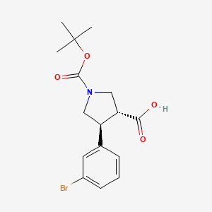 (3R,4S)-4-(3-Bromophenyl)-1-(tert-butoxycarbonyl)pyrrolidine-3-carboxylic acid