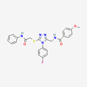 molecular formula C25H22FN5O3S B11422925 N-{[4-(4-Fluorophenyl)-5-{[(phenylcarbamoyl)methyl]sulfanyl}-4H-1,2,4-triazol-3-YL]methyl}-4-methoxybenzamide 