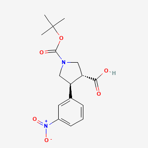 molecular formula C16H20N2O6 B1142294 (3R,4S)-1-(tert-Butoxycarbonyl)-4-(3-nitrophenyl)pyrrolidine-3-carboxylic acid CAS No. 959577-50-5