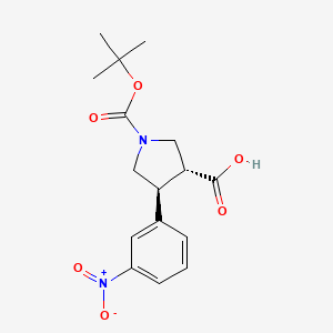 molecular formula C₁₆H₂₀N₂O₆ B1142294 (3R,4S)-1-(tert-Butoxycarbonyl)-4-(3-nitrophenyl)pyrrolidine-3-carboxylic acid CAS No. 959577-50-5