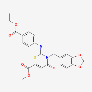 molecular formula C23H20N2O7S B11422957 methyl (2Z)-3-(1,3-benzodioxol-5-ylmethyl)-2-{[4-(ethoxycarbonyl)phenyl]imino}-4-oxo-3,4-dihydro-2H-1,3-thiazine-6-carboxylate 