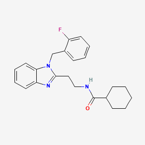 molecular formula C23H26FN3O B11422960 N-{2-[1-(2-fluorobenzyl)-1H-benzimidazol-2-yl]ethyl}cyclohexanecarboxamide 