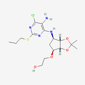 molecular formula C₁₇H₂₇ClN₄O₄S B1142297 2-(((3aR,4S,6R,6aS)-6-((5-Amino-6-chloro-2-(propylthio)pyrimidin-4-yl)amino)-2,2-dimethyltetrahydro-3aH-cyclopenta[d][1,3]dioxol-4-yl)oxy)ethanol CAS No. 376608-74-1