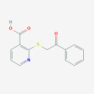 molecular formula C14H11NO3S B114230 2-[(2-Oxo-2-phenylethyl)thio]nicotinic acid CAS No. 142221-23-6