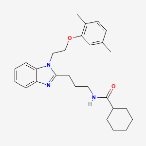 molecular formula C27H35N3O2 B11423085 N-(3-{1-[2-(2,5-dimethylphenoxy)ethyl]-1H-benzimidazol-2-yl}propyl)cyclohexanecarboxamide 