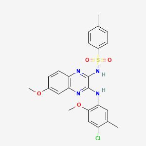 molecular formula C24H23ClN4O4S B11423147 N-{3-[(4-chloro-2-methoxy-5-methylphenyl)amino]-6-methoxyquinoxalin-2-yl}-4-methylbenzenesulfonamide 