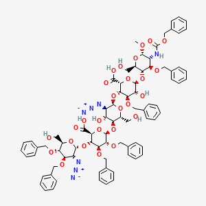 (2R,3S,4R,5R,6R)-3-[(2R,3R,4R,5S,6R)-3-azido-5-[(2R,3R,4S,5S,6S)-5-[(2R,3R,4R,5S,6R)-3-azido-6-(hydroxymethyl)-4,5-bis(phenylmethoxy)oxan-2-yl]oxy-6-carboxy-3,4-bis(phenylmethoxy)oxan-2-yl]oxy-4-hydroxy-6-(hydroxymethyl)oxan-2-yl]oxy-5-hydroxy-6-[(2R,3S,4R,5R,6S)-2-(hydroxymethyl)-6-methoxy-4-phenylmethoxy-5-(phenylmethoxycarbonylamino)oxan-3-yl]oxy-4-phenylmethoxyoxane-2-carboxylic acid
