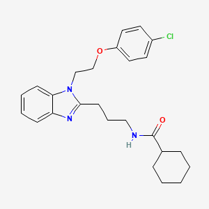 molecular formula C25H30ClN3O2 B11423182 N-(3-{1-[2-(4-chlorophenoxy)ethyl]-1H-benzimidazol-2-yl}propyl)cyclohexanecarboxamide 