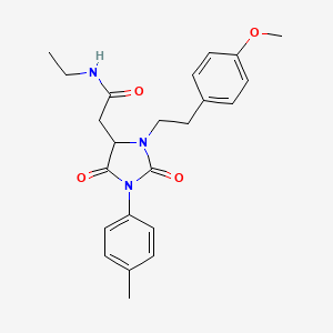 molecular formula C23H27N3O4 B11423228 N-ethyl-2-{3-[2-(4-methoxyphenyl)ethyl]-1-(4-methylphenyl)-2,5-dioxoimidazolidin-4-yl}acetamide 